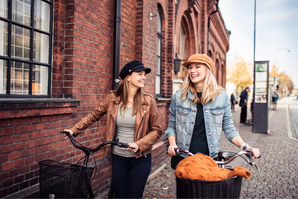 Neighbors smiling together